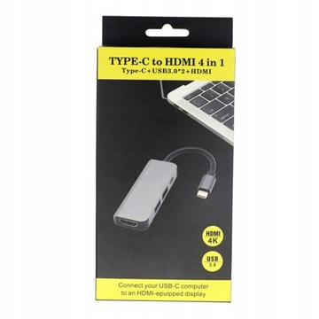 ХАБ АДАПТЕР USB-C HDMI 4k 2x USB 3.0 5 Гбит/с PD