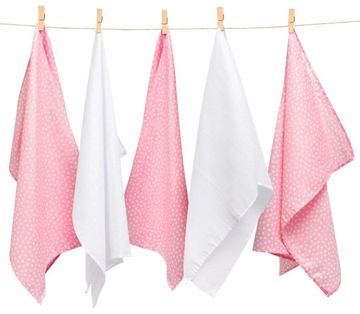 Муслиновые подгузники, набор из 5 штук, сердечко, 60х80см.