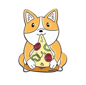 Przypinka Lis Metal Pin Fox Lisek z Pizzą