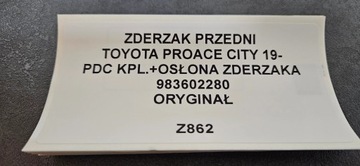 NÁRAZNÍK PŘEDNÍ HALOGEN TOYOTA PROACE CITY 19-