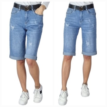 SPODENKI JEANSOWE DO KOLAN Z DZIURAMI PLUS SIZE 38/M