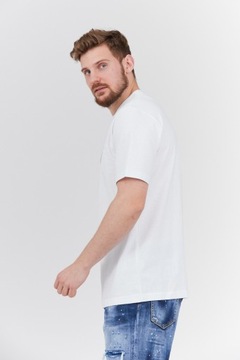 DIESEL Biały t-shirt męski z wytłaczanym logo r M