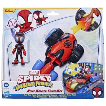 SPIDEY I SUPER KUMPLE POJAZD TECHNO-RACER ŚWIATŁO I DŹWIĘK + MILES MORALES