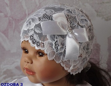 БЕЛАЯ КРЕЩЕННАЯ ШАПКА С КРУЖЕВОМ 74