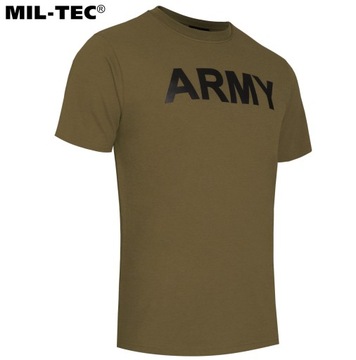 Koszulka Męska Wojskowa Mil-Tec T-Shirt pod mundur Nadruk ARMY Oliwkowa XXL