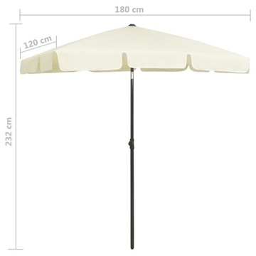PARASOL PLAŻOWY, PIASKOWY ŻÓŁTY, 180X120 CM
