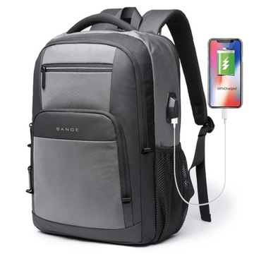 WROCŁAW Plecak Bange na laptopa 17,3 BG-1921 z USB dwukomorowy szary