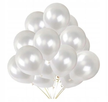 BALONY LATEKSOWE BIAŁE PERŁOWE chrzest komunia dekoracja duże urodziny 25sz