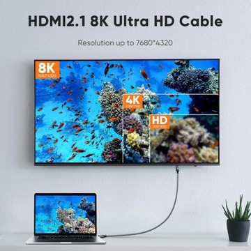 UNITEK Kabel przewód Ultra High Speed HDMI 2.1 8K 4K@120Hz 8K@60Hz UHD 1M