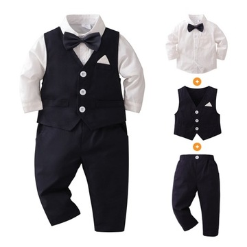 Garnitur dziecięcy z kamizelką mucha elegancki 4cz