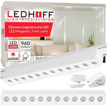 Reflektor LED do szyny magnetycznej 12W LAMPA punktowa BIAŁA 4000K oprawa