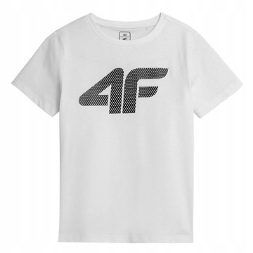 4F T-SHIRT CHŁOPIĘCY JUNIOR BAWEŁNIANA BIAŁA JTSM002 140