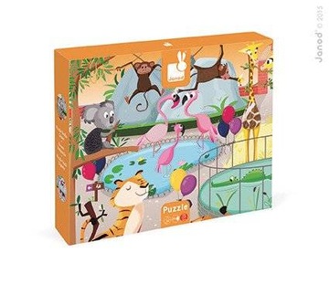 Puzzle sensoryczne 20 elementów Wycieczka do ZOO Janod dla 3-latka dotykowe