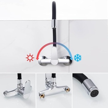 Кухонный смеситель Ibergrif, настенный, поворот на 360°, настенный смеситель, хром, черный