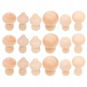 Decor Home Mały Drewniany Grzyb Pieczarki 18 Szt