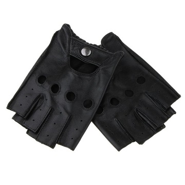 2x Męskie rękawiczki rowerowe bez palców w stylu retro, skórzane, PU, XL, czarne