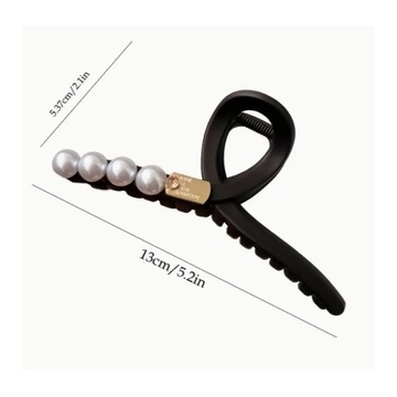 ELEGANCKA KLAMRA / SPINKA DO WŁOSÓW - BRĄZOWA ZE ZŁOTEM I PERŁAMI - 13 x 5