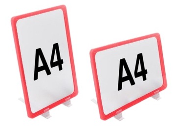 RAMKA PLAKATOWA A4 Z PODSTAWKĄ, KOMPLET, CZERWONY