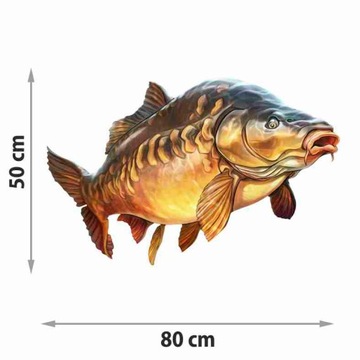 NAKLEJKA KARP RYBY NA ŁÓDKĘ AUTO 80 cm + GRATIS
