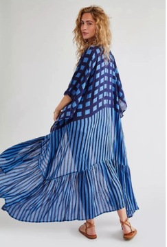 ПЛЯЖНОЕ ПЛАТЬЕ МАКСИ ПАРЕО, КИМОНО, С ПЛАСТИНКОЙ, В ПОЛОСКУ