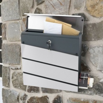 ПОЧТОВЫЙ ЯЩИК Почтовый ящик на заборе Держатель для газет Антрацит Нержавеющая сталь