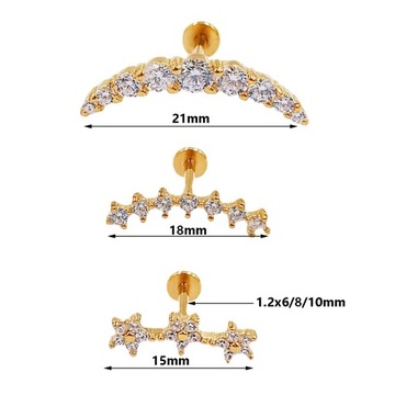 Piercing Labret con rosca interna de acero inoxidable, pendiente para