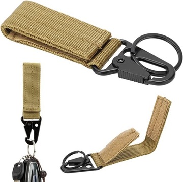 UCHWYT DO PLECAKA TORBY PASEK EDC MOLLE KARABIŃCZYK ZAWIESZKA TROK KHAKI