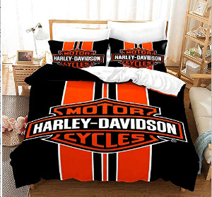 ZESTAW POŚCIELI Z LOGO HARLEY DAVIDSON LUKSUSOWY PREZENT POSZWA NA KOŁDRĘ