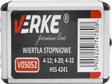VERKE V05052 НАБОР СТУПЕНЧАТЫХ КОНИЧЕСКИХ СВЕРЛ 3 шт.