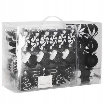 Набор черных елочных фенечек - Подвески на елку 10,5 см - 77 шт.