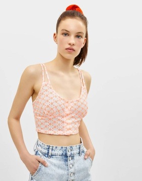 BERSHKA CROP TOP HAFT NEON 17F XXC__L