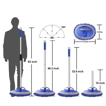 ТЕЛЕСКОПИЧЕСКАЯ ЩЕТКА ДЛЯ МЫТЬЯ АВТОМОБИЛЕЙ АВТОБУСОВ МЯГКАЯ СМЕННАЯ ШВАБРА 160СМ