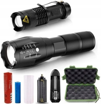 2x LATARKA Taktyczna LED CREE XM-L T6 i Q5 2x ZOOM