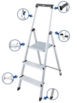 KRAUSE SOLIDY drabina 1x3 stopnie 126214 2,65m