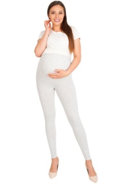 GETRY CIĄŻOWE DAMSKIE SZARE LEGGINSY BAWEŁNIANE LEGINSY WYSOKI STAN S