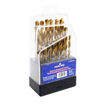 СВЕРЛА ТИТАНОВЫЕ НАБОР СВЕРЛ ПО МЕТАЛЛУ 19 ЭЛЕМЕНТОВ.