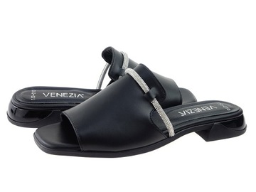 Venezia klapki buty 08-330 czarne, skóra 39