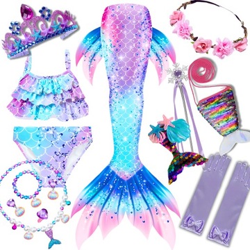 13w1 SYRENI OGON STRÓJ KĄPIELOWY SYRENKA KOSTIUM SYRENA ZESTAW Z3 r. 116