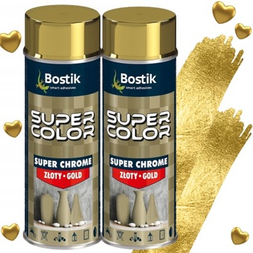 LAKIER DEKORACYJNY z efektem lustra SUPER CHROME złoty 400ml 2 sztuki