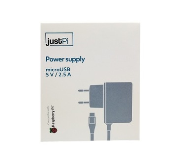 Zasilacz JustPi microUSB 5V/2,5A dla Mikrokomputerów Raspberry Pi 3B+ 3A 2B