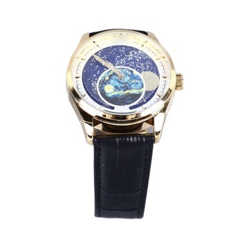 Męski zegarek kwarcowy Starry Sky Dial Skórzany pasek Wodoodporny WT