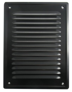 KRATKA WENTYLACYJNA14X21SIATKA SKOŚNA CZARNA METAL