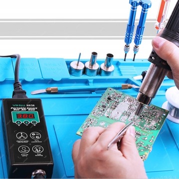 СТАНЦИЯ ДЛЯ ПАЙКИ ГОРЯЧИМ ВОЗДУХОМ BGA SMD 700 Вт 480°C 1-120 л/мин МОБИЛЬНАЯ МОЩНАЯ НАСАДКА