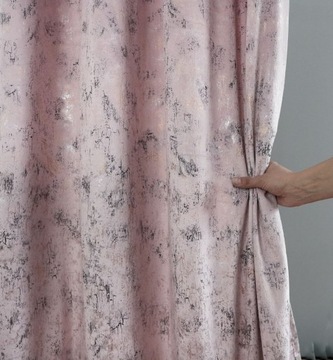TKANINA ZASŁONOWA NA METRY VELVET PLUSZ MARMUREK 280 CM KOLOR PUDROWY RÓŻ