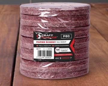 АБРАЗИВНЫЕ ДИСКИ НА ВЕЛКРО 125 мм. P80 ШЛИФОВАЛЬНАЯ БУМАГА С ОТВЕРСТИЯМИ 10 шт.