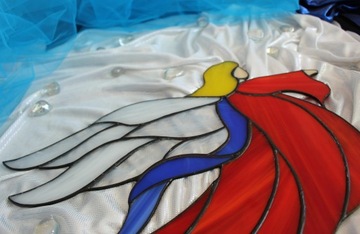 Ангелочек из красного витражного стекла Tiffany Kal, подвесной