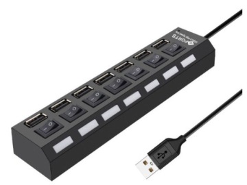 USB HUB 7 портов 2.0, кабель 41см, рабочая подсветка
