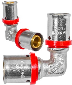 KOLANO REDUKCYJNE ZAPRASOWYWANE PEX ALUPEX FI 20x16 MOSIĄDZ DIAMOND