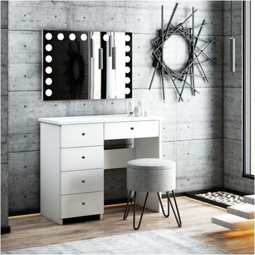 V-ТУМАРНЫЙ СТОЛИК, БЕЛОЕ ЗЕРКАЛО В ВИЗЕ СО СВЕТОДИОДНОЙ ПОДСВЕТКОЙ