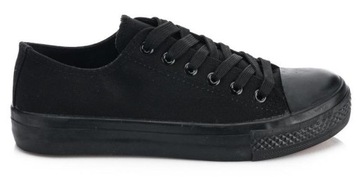 744 CZARNE NISKIE TRAMPKI TENISÓWKI BLACK 38